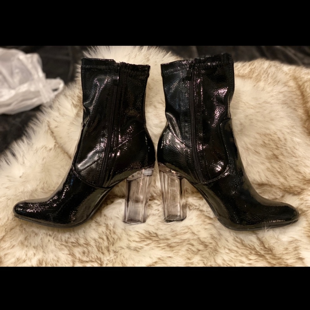 Ankle High Acrylic transparent Heel shine Boots . - Picture 5 of 14